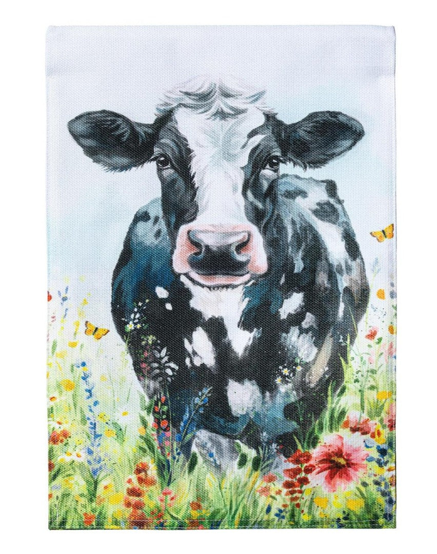 Petal & Plow Floral Cow 2 Sided Garden Flag