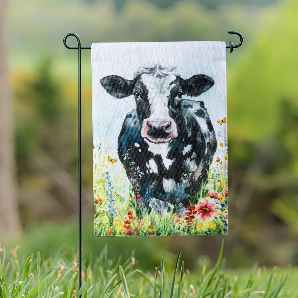 Petal & Plow Floral Cow 2 Sided Garden Flag