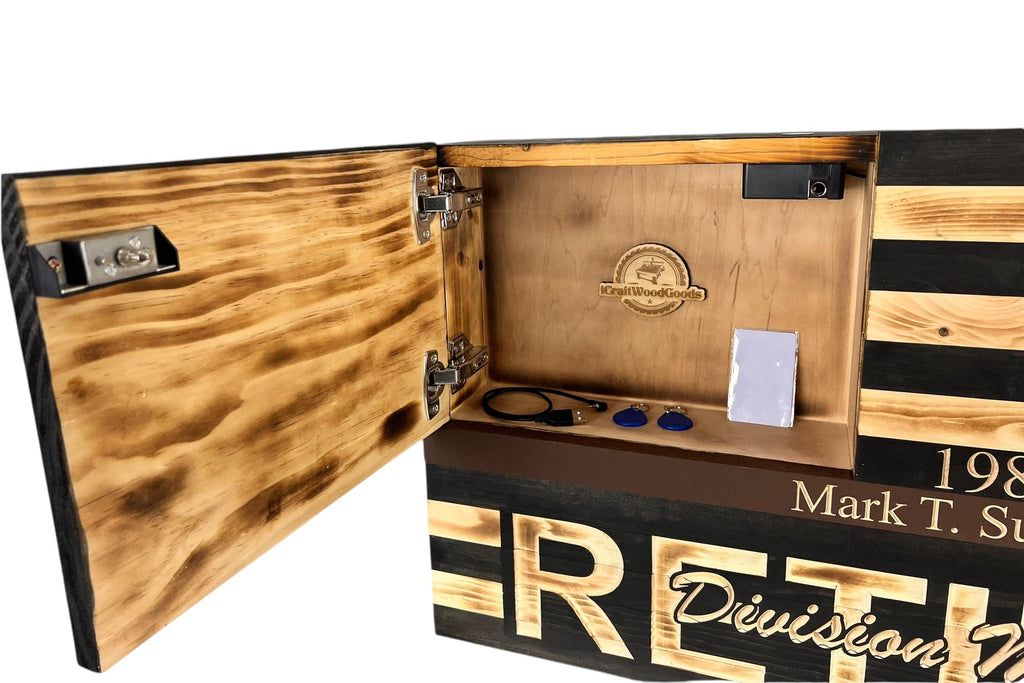 Custom Wooden Concealment American Flag with RFID Lock