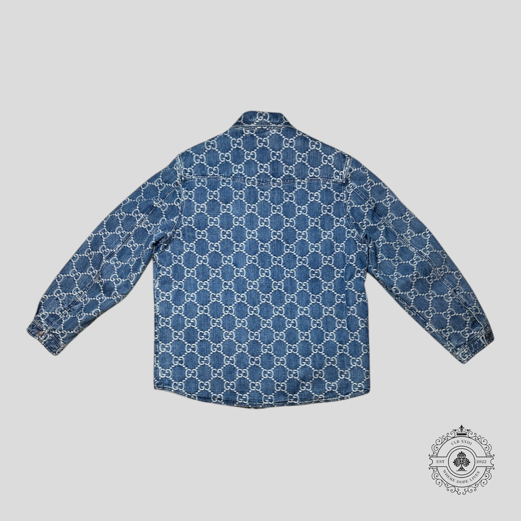 Gucci Jacquard Denim Jacket in Medium Wash