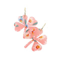 Flower Patterned Resin Clover Dangle Earrings