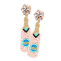 Felt Back Beaded Champagne Dangle Earrings