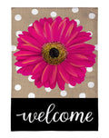 Pink Gerbera Dots 2 Sided Garden Flag