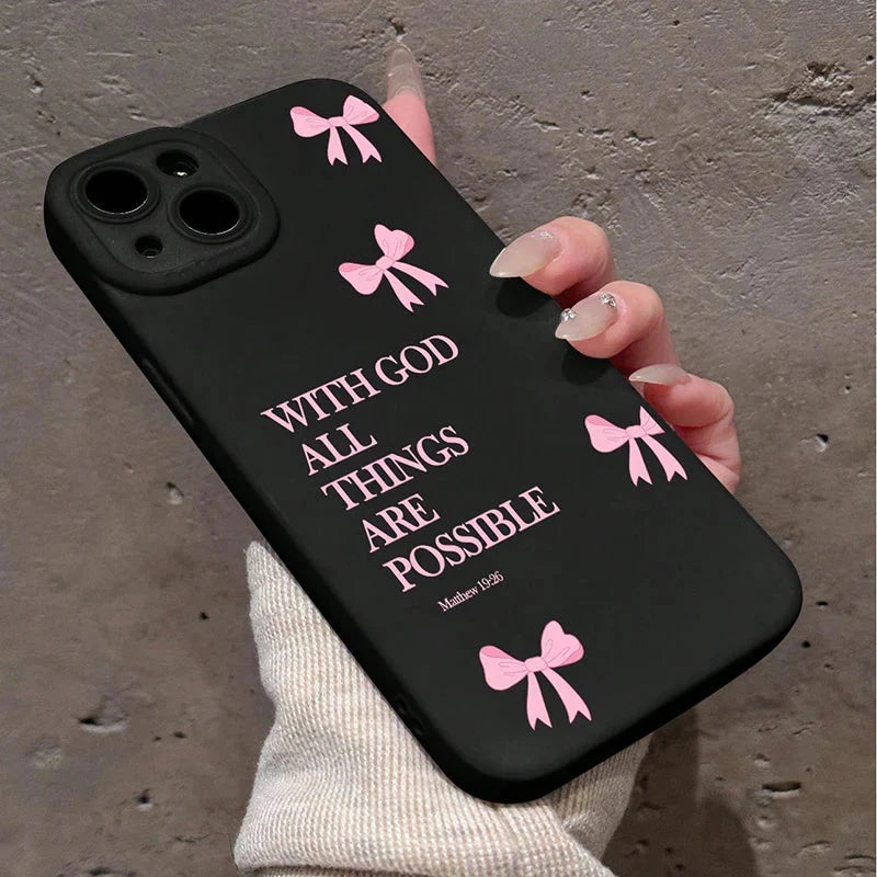 Pink Girl Bow Slogan Phone Case