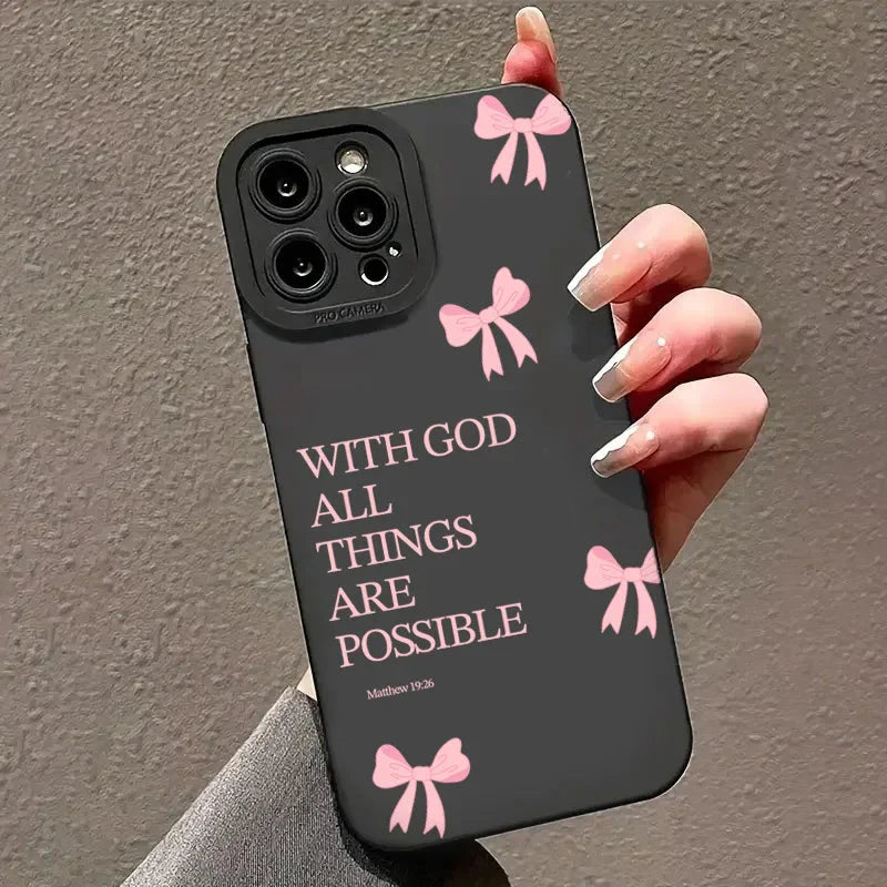 Pink Girl Bow Slogan Phone Case