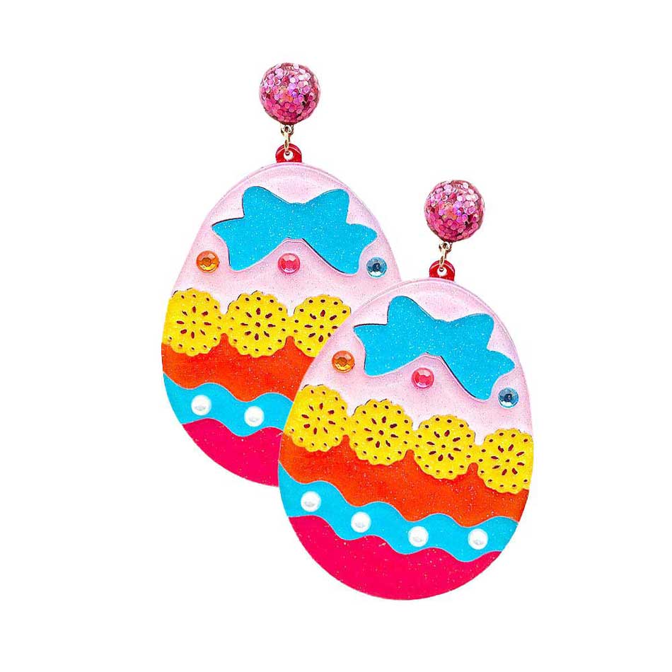 Glittered Resin Easter Egg Dangle Earrings