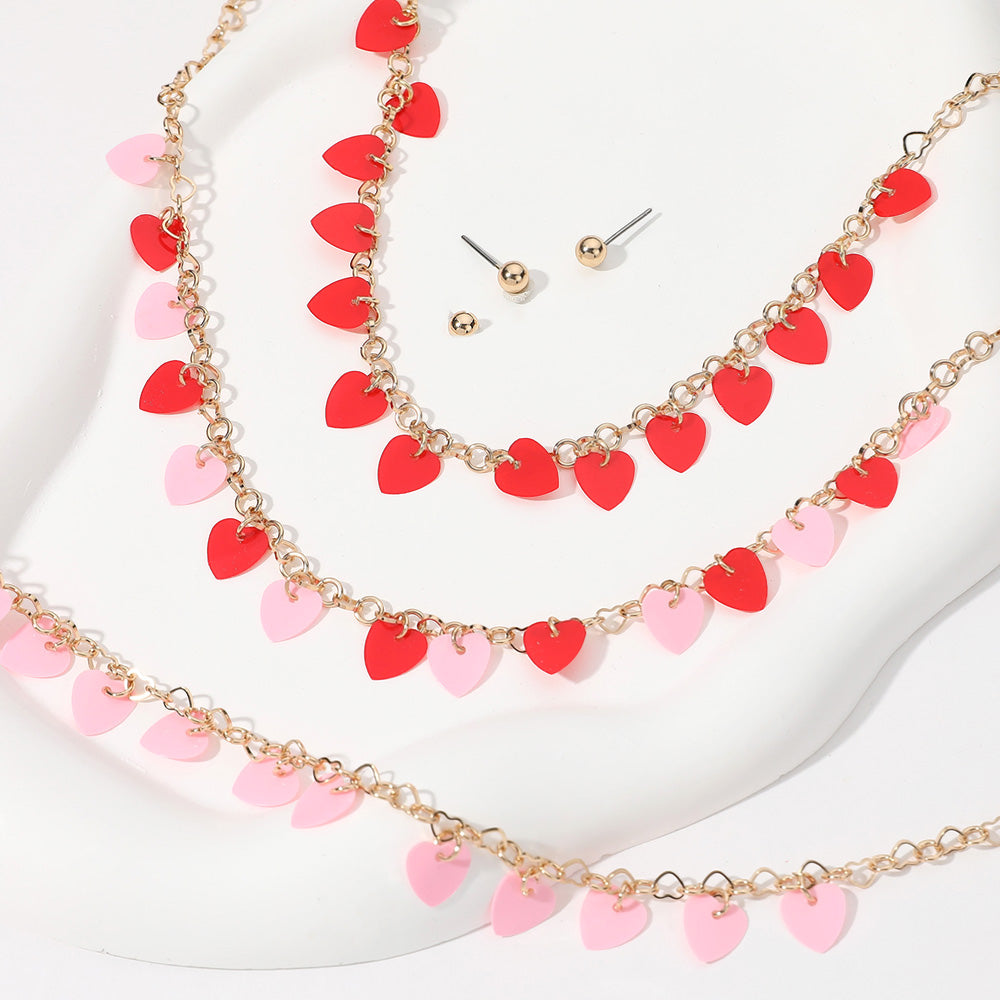 Heart Sequin Station Jewelry Set
