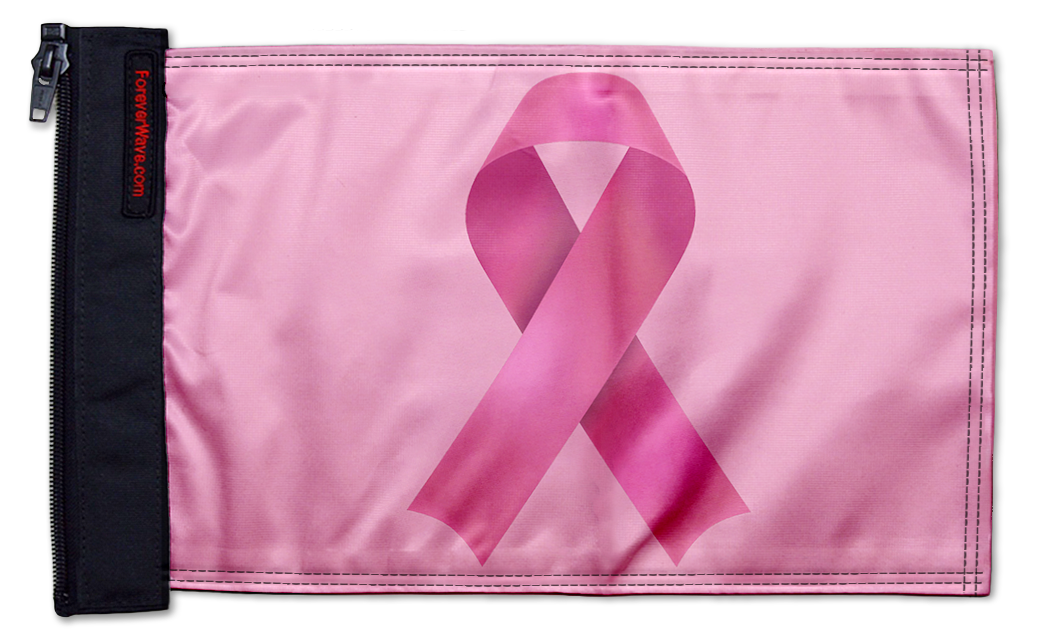 Pink Ribbon 12"x18" Forever Wave Flag for Jeep Wrangler CJ-7 and CJ-8 1976-1986
