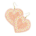 Seed Beaded Heart Dangle Earrings
