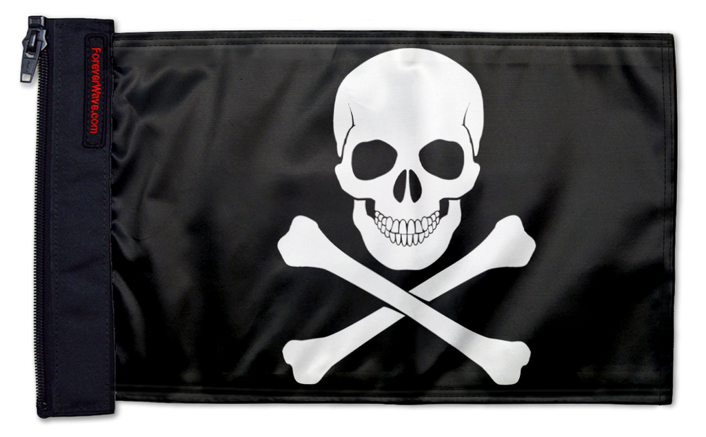 Jolly Roger 12"x18" Forever Wave Flag for Jeep Wrangler JLU 4-Door 2018-Present