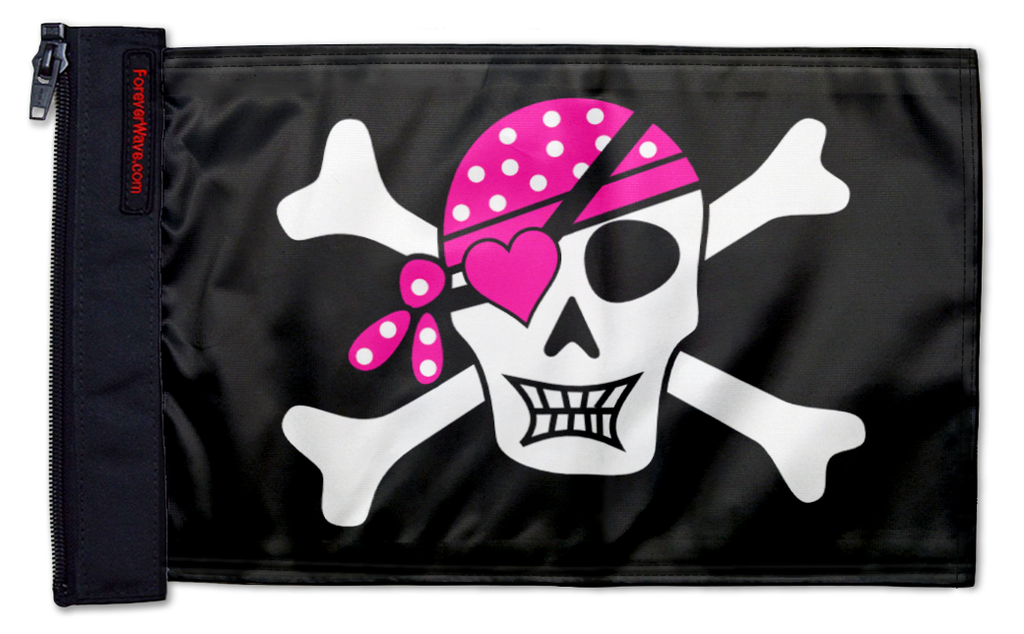 Pink Pirate 12"x18" Forever Wave Flag for Jeep Wrangler LJ 2003-2006