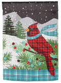Plaid Cardinal Winter Garden Flag 2 Sided Decorative