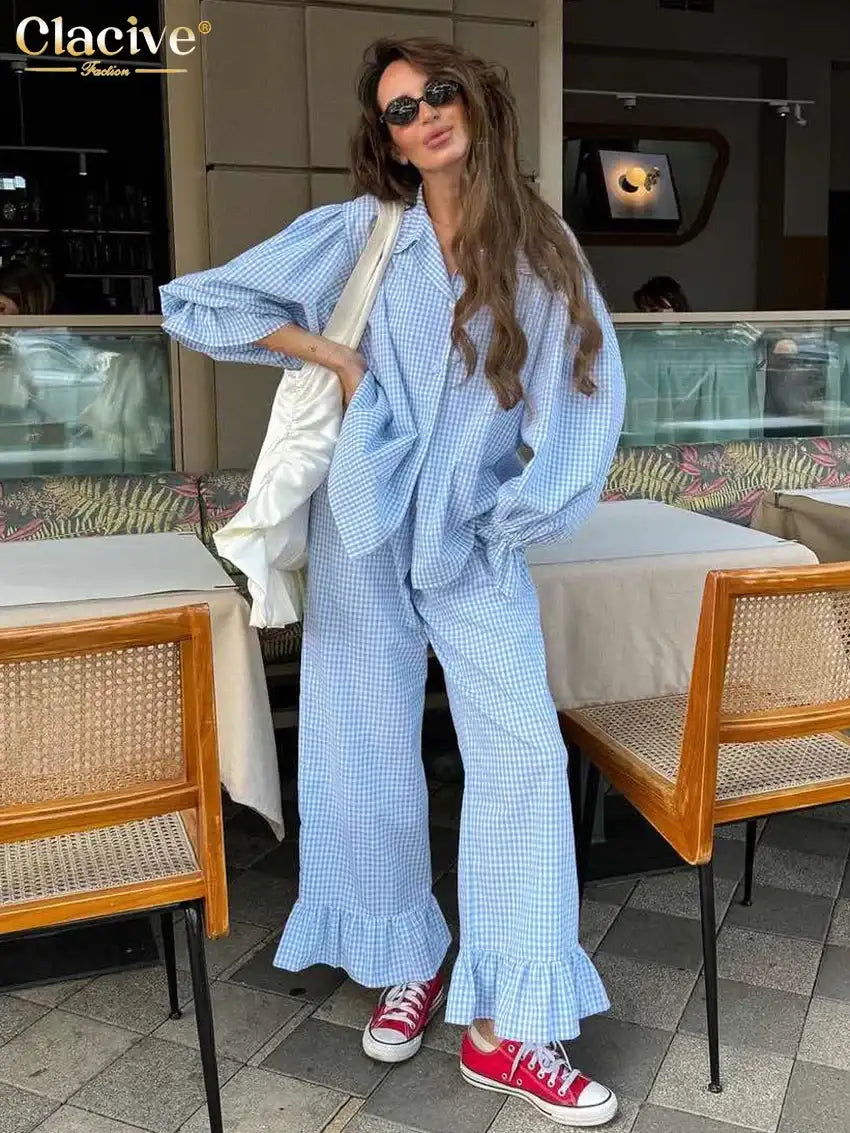 Plaid Cotton 3-Piece Set | Long Sleeve Elegant | Maison Novaire