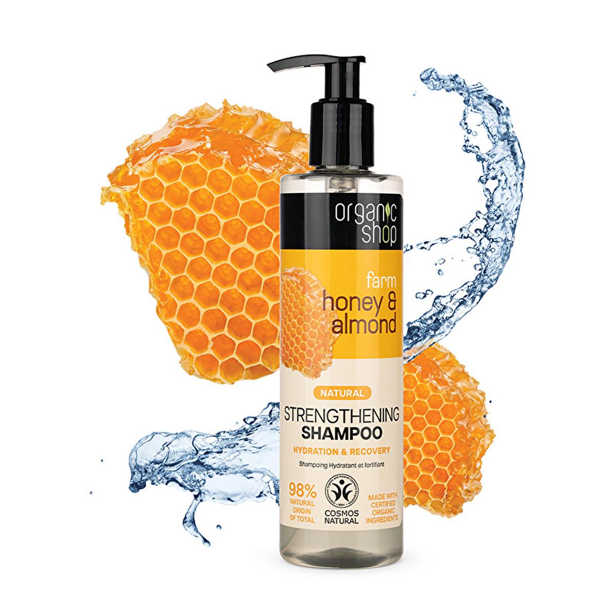 Organic Shop Honey & Almond Hair Strengthening Shampoo - Natural & Moisturizing, Sulfate-Free - 9.47 fl oz