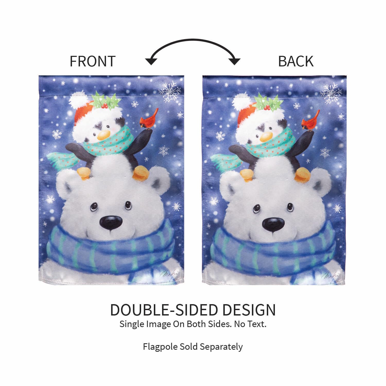 Polar Bear and Friends Winter Garden Flag 2 Sided
