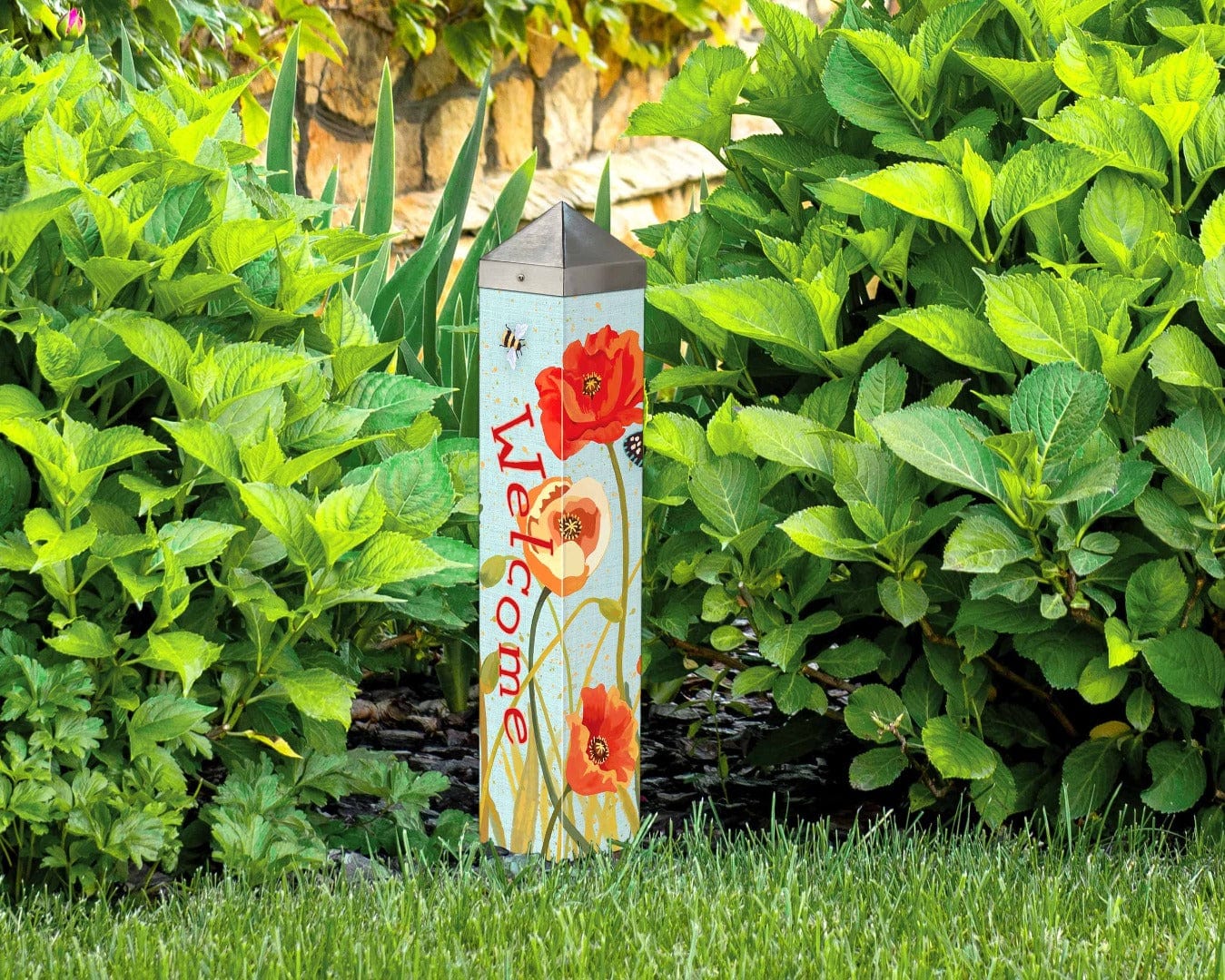 Poppy Butterfly Art Pole 20 Inches Tall