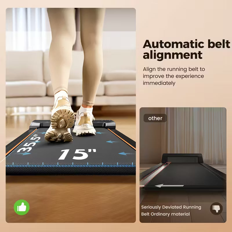 Portable Under Desk Walking Pad Treadmill, Support 2.5HP Lightweight Home Office Fitness Treadmill, 2-in