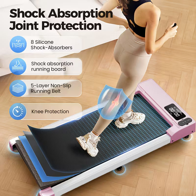 Portable Under Desk Walking Pad Treadmill, Support 2.5HP Lightweight Home Office Fitness Treadmill, 2-in