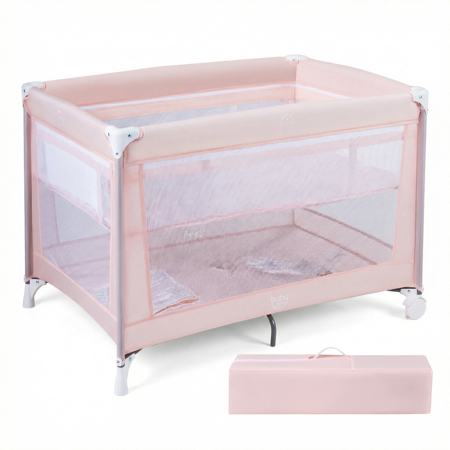 Portable Baby Playard Folding Travel Crib for Infants with Soft Mattress