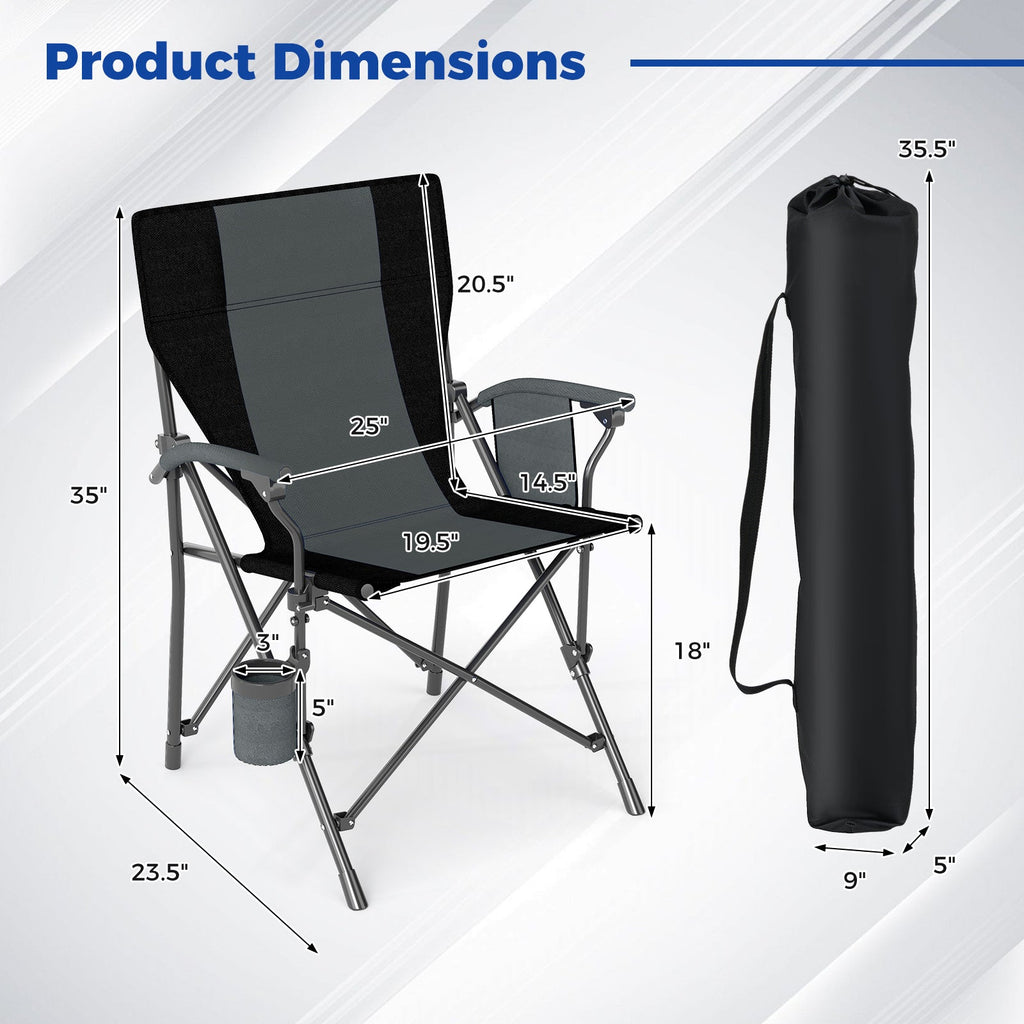Portable Folding Oxford Cloth Camping Chair with Cup Holder and Side Pocket