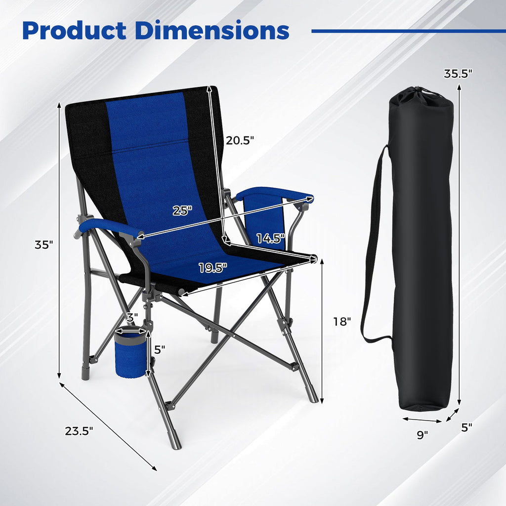 Portable Folding Oxford Cloth Camping Chair with Cup Holder and Side Pocket