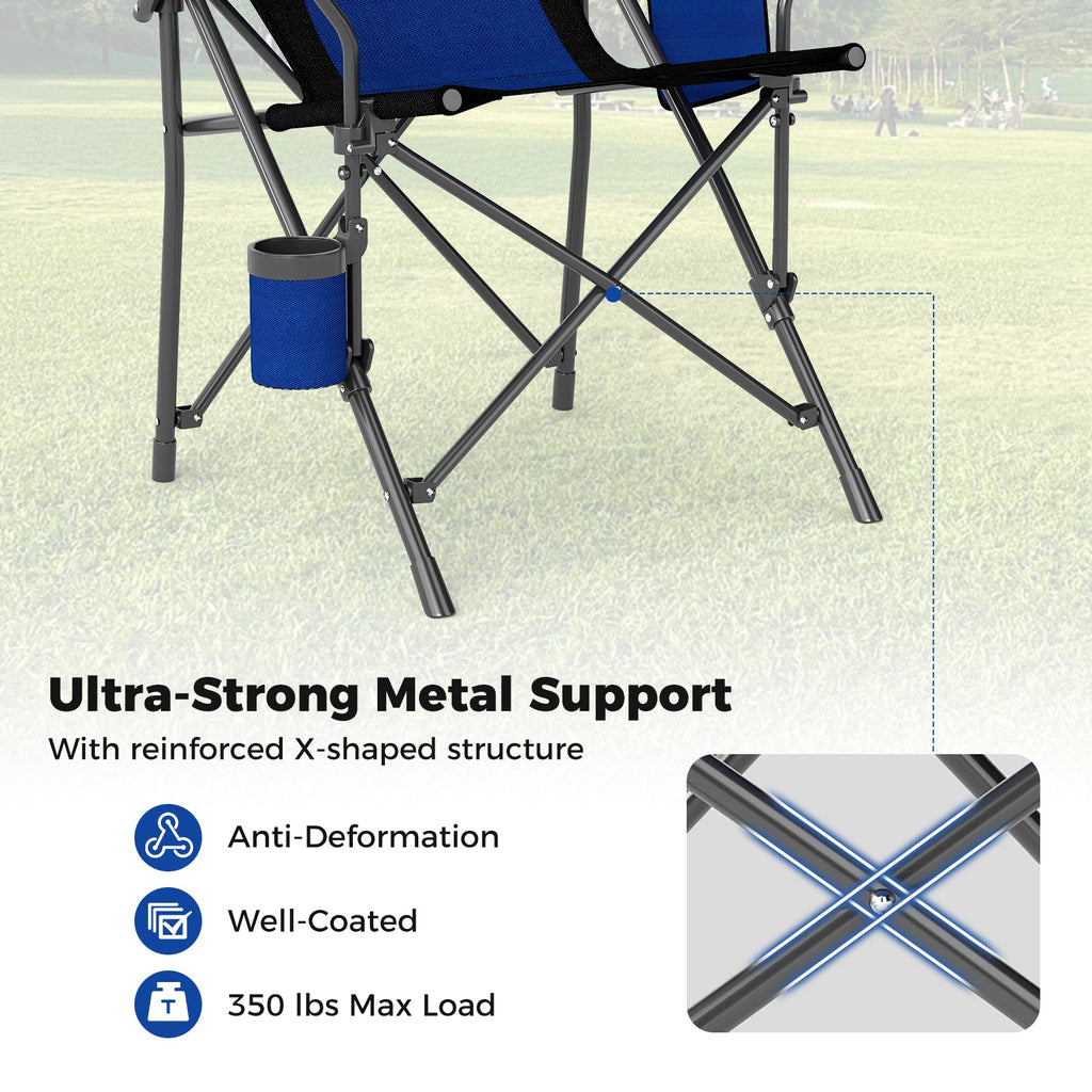 Portable Folding Oxford Cloth Camping Chair with Cup Holder and Side Pocket