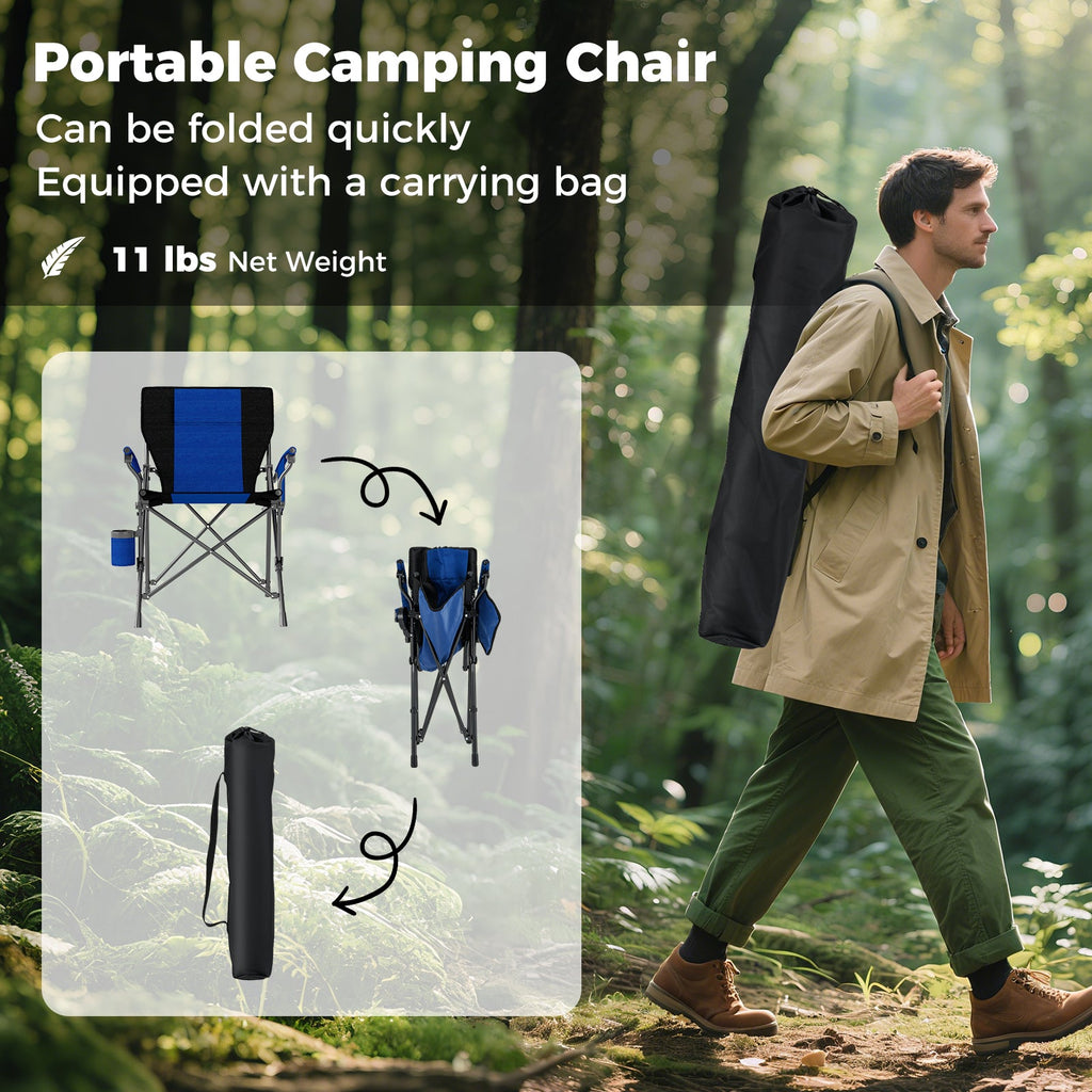 Portable Folding Oxford Cloth Camping Chair with Cup Holder and Side Pocket