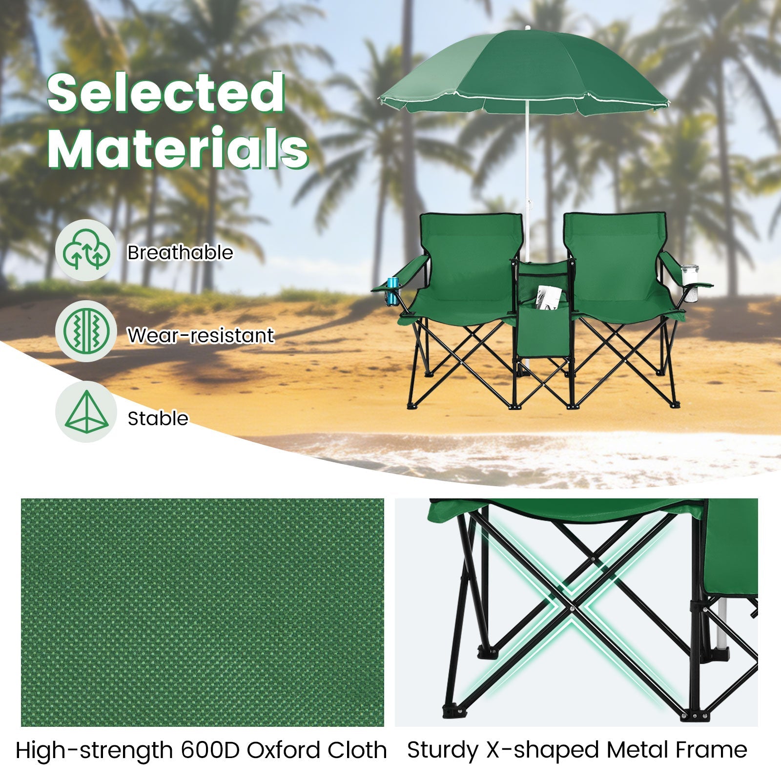Portable Folding Picnic Double Chair