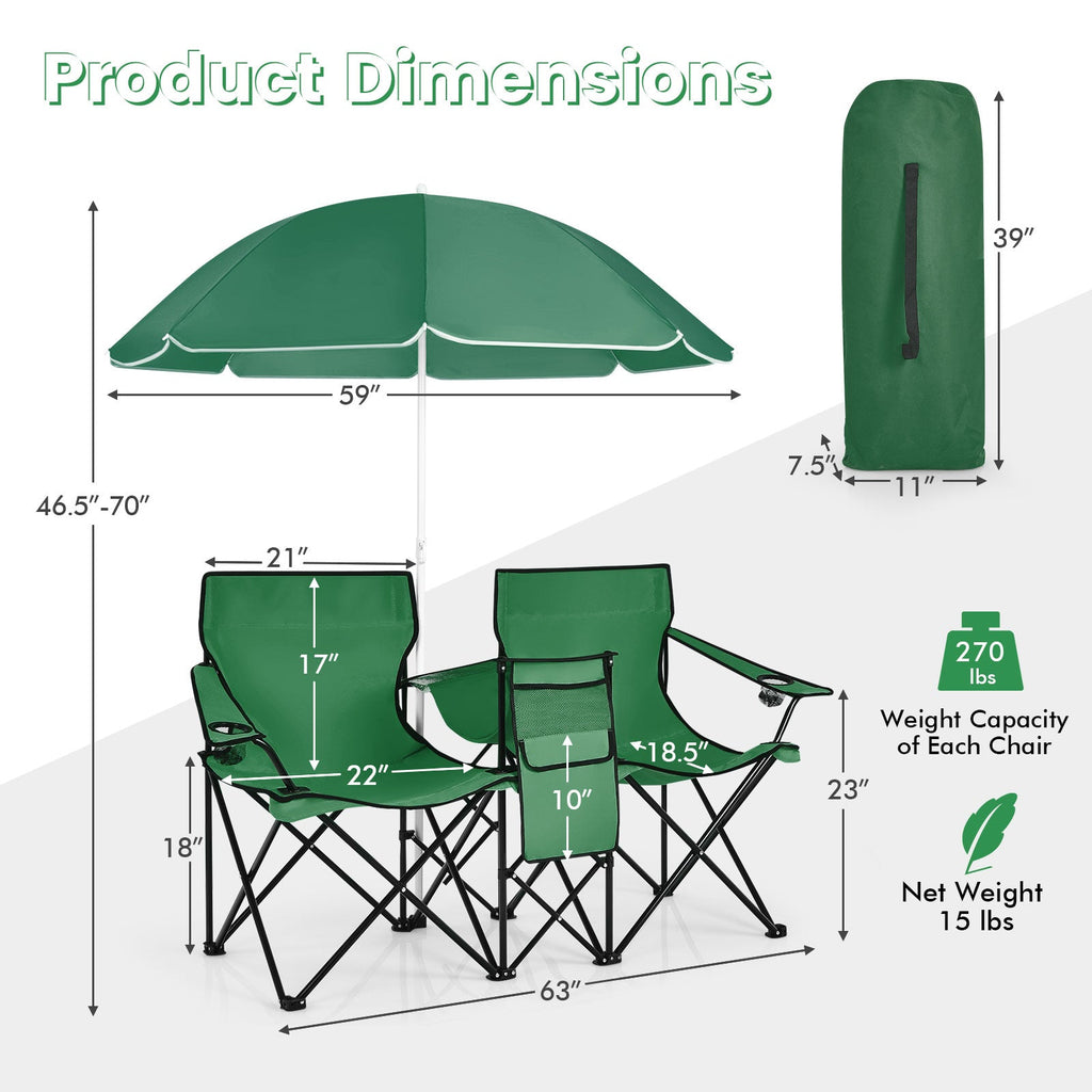Portable Folding Picnic Double Chair