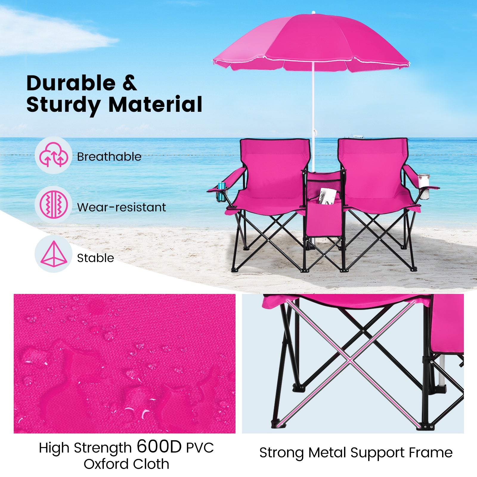 Portable Folding Picnic Double Chair