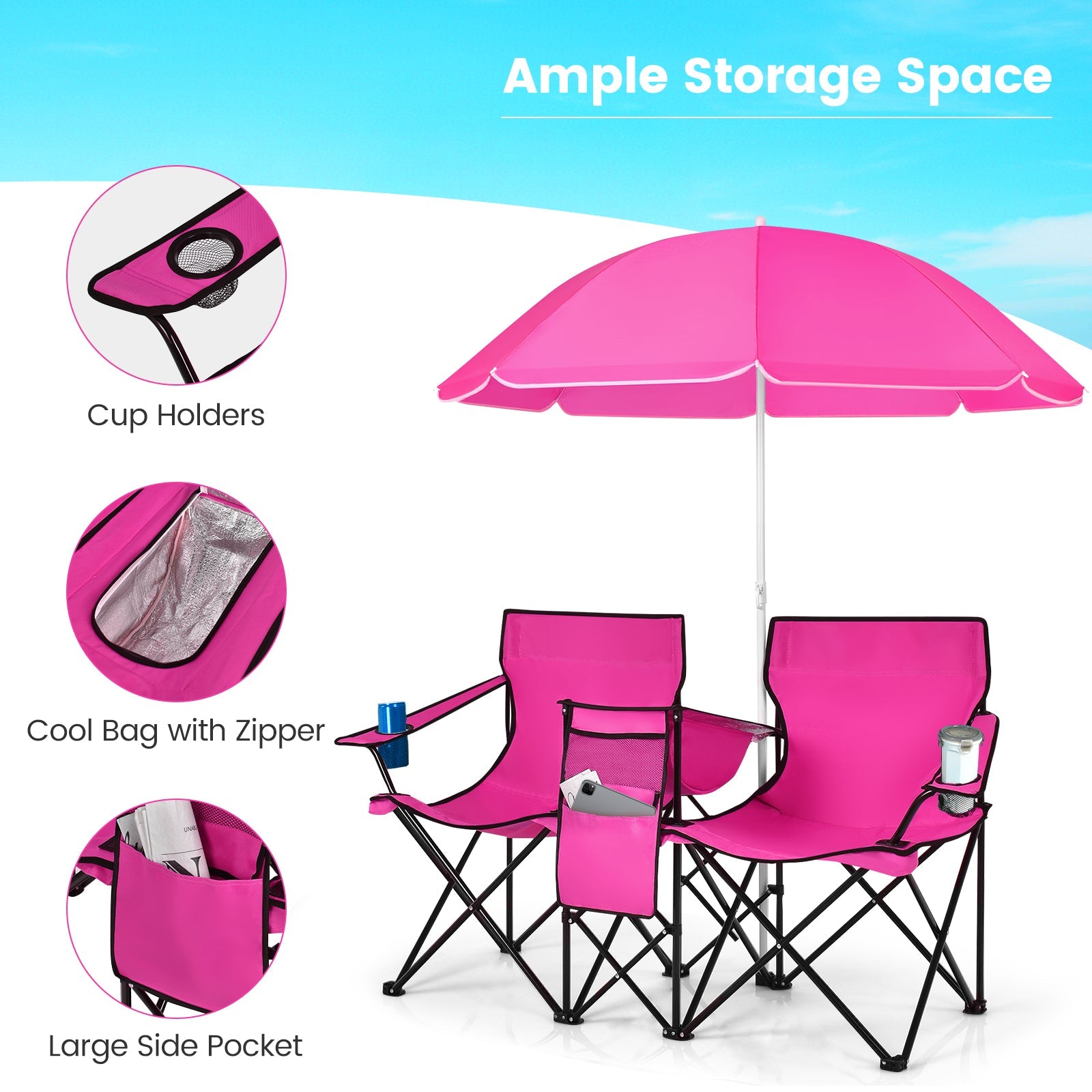 Portable Folding Picnic Double Chair