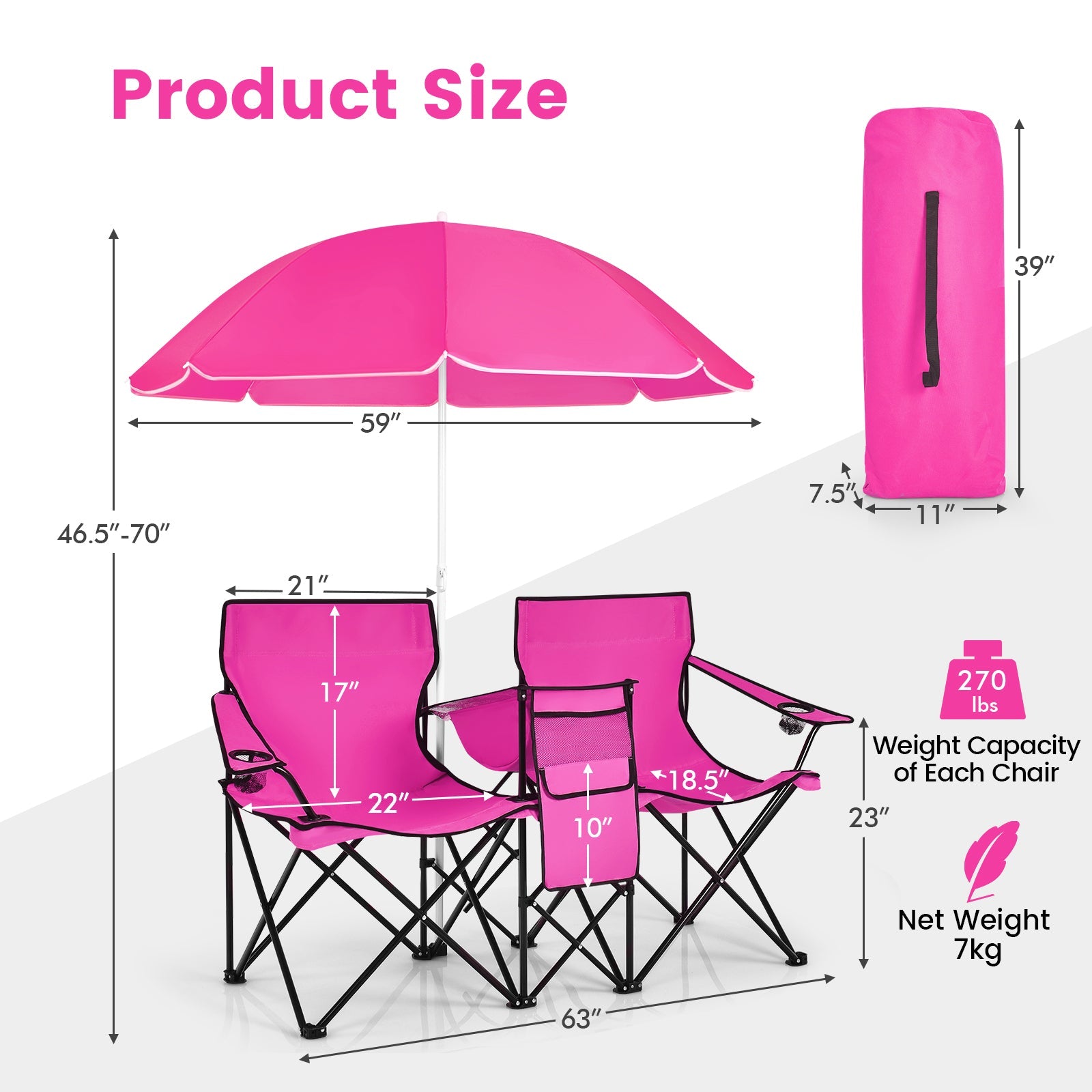 Portable Folding Picnic Double Chair