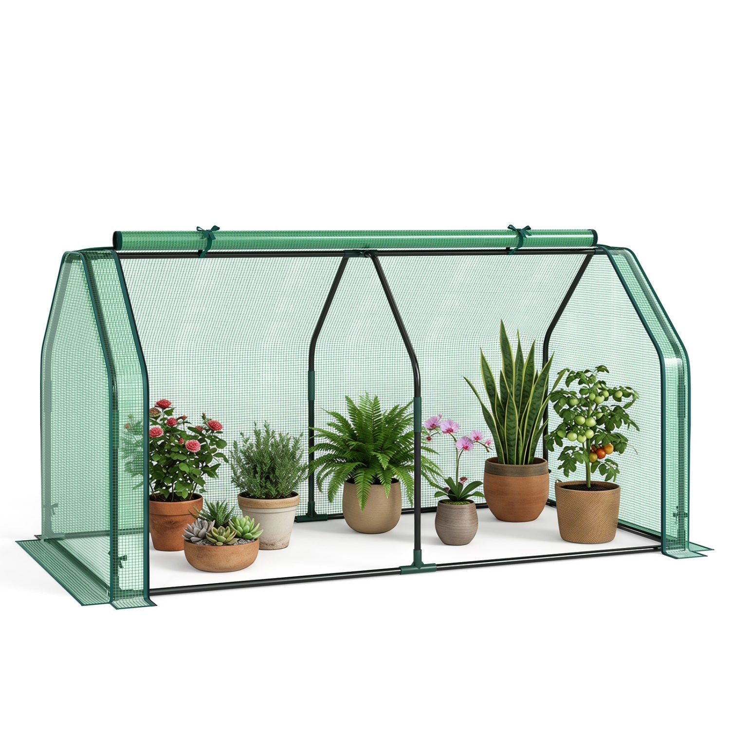 Portable Mini Greenhouse with PE Cover and Roll-Up Door
