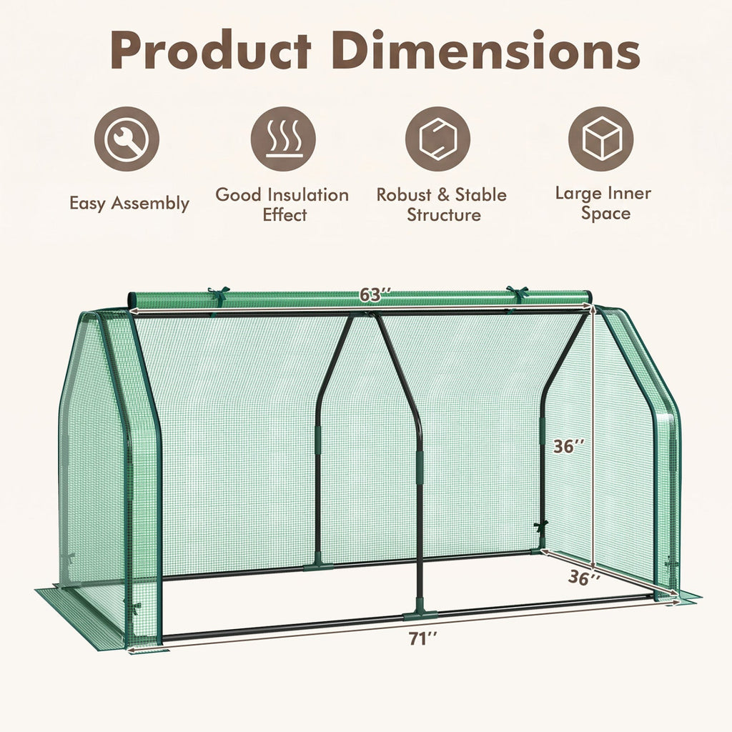 Portable Mini Greenhouse with PE Cover and Roll-Up Door