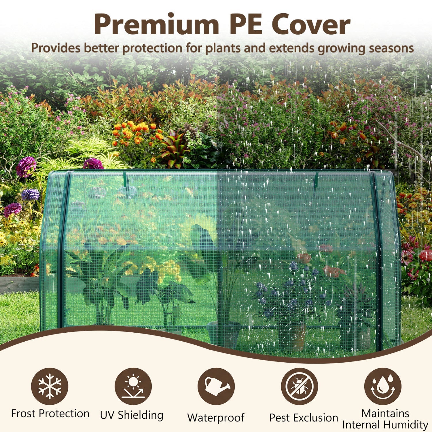 Portable Mini Greenhouse with PE Cover and Roll-Up Door