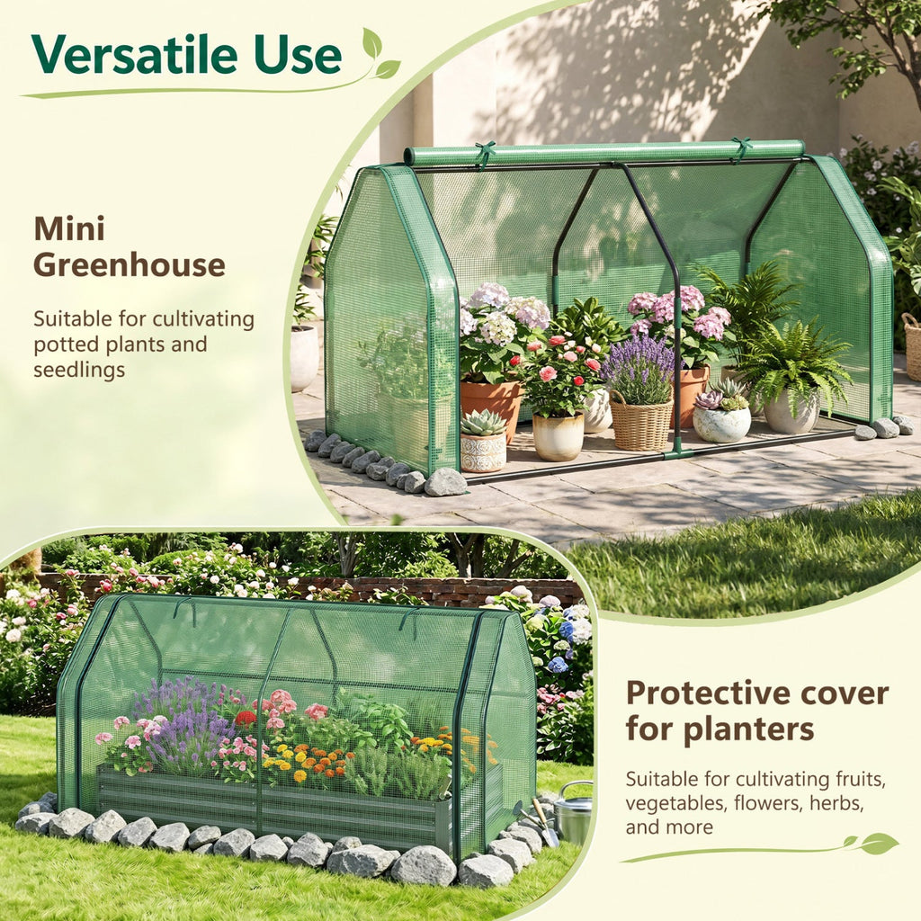 Portable Mini Greenhouse with PE Cover and Roll-Up Door
