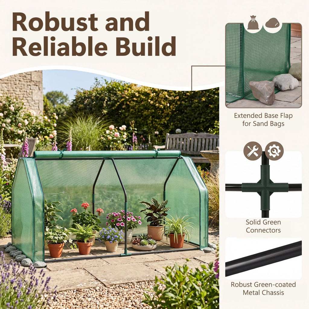 Portable Mini Greenhouse with PE Cover and Roll-Up Door
