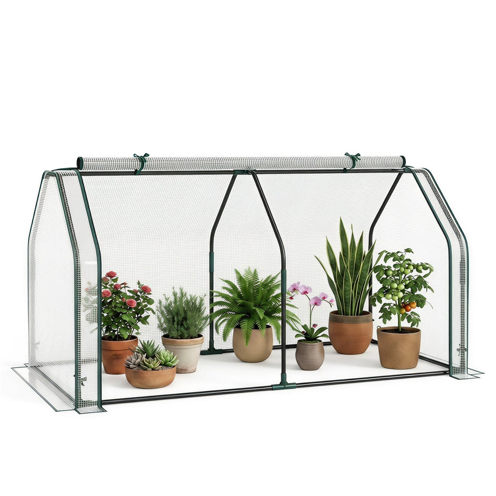 Portable Mini Greenhouse with PE Cover and Roll-Up Door
