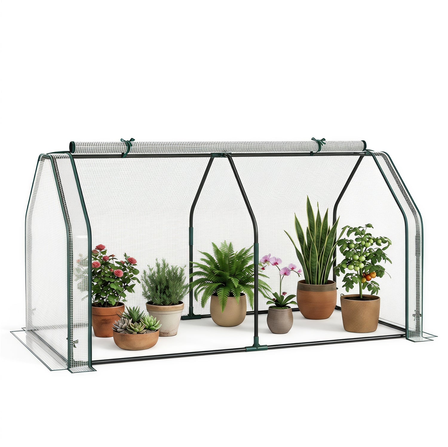 Portable Mini Greenhouse with PE Cover and Roll-Up Door