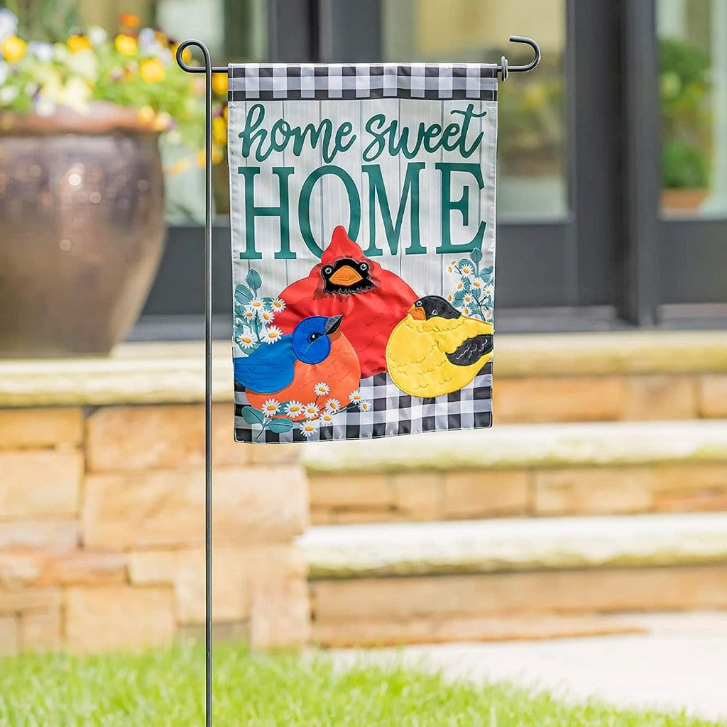 Portly Birds Spring Garden Flag 2 Sided Applique