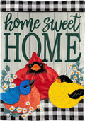 Portly Birds Spring Garden Flag 2 Sided Applique