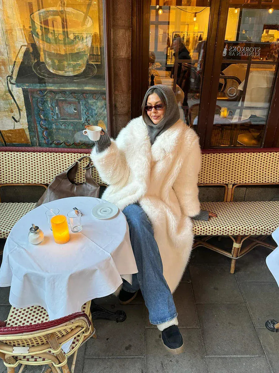 Premium White Faux Fur Maxi Coat