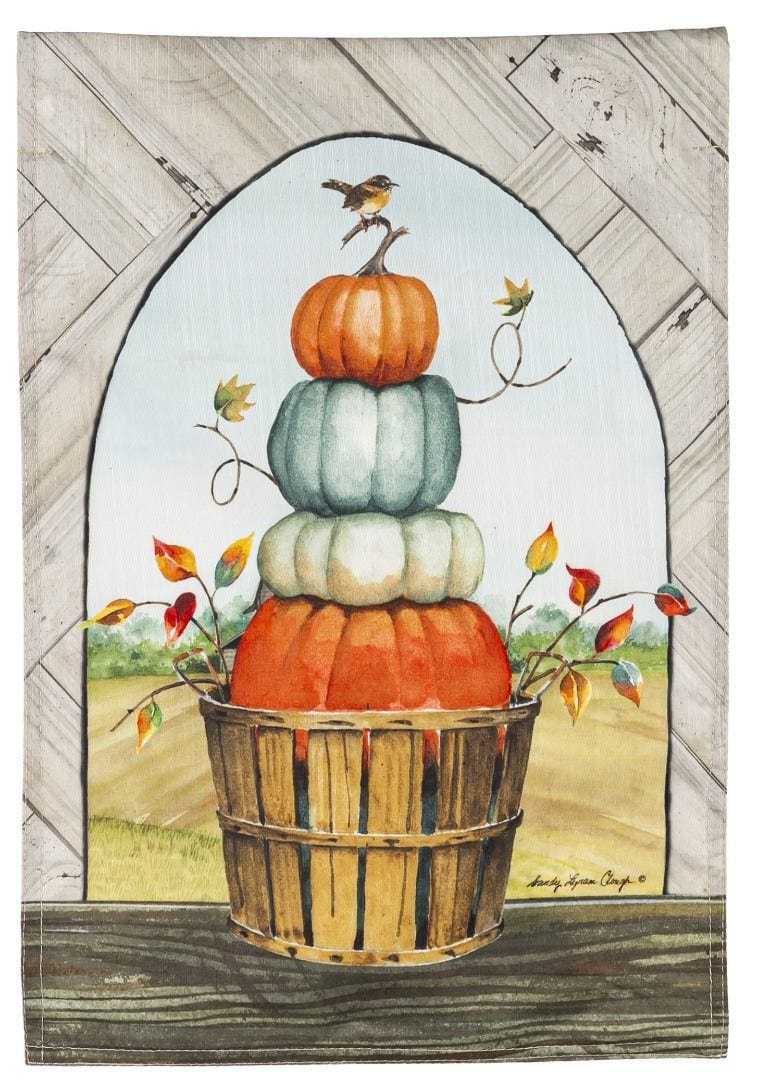 Pumpkin Topiary Garden Flag 2 Sided Fall Strie