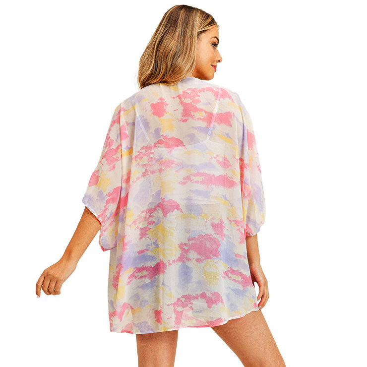 Trendy Tie Dye Cover Up Kimono Poncho