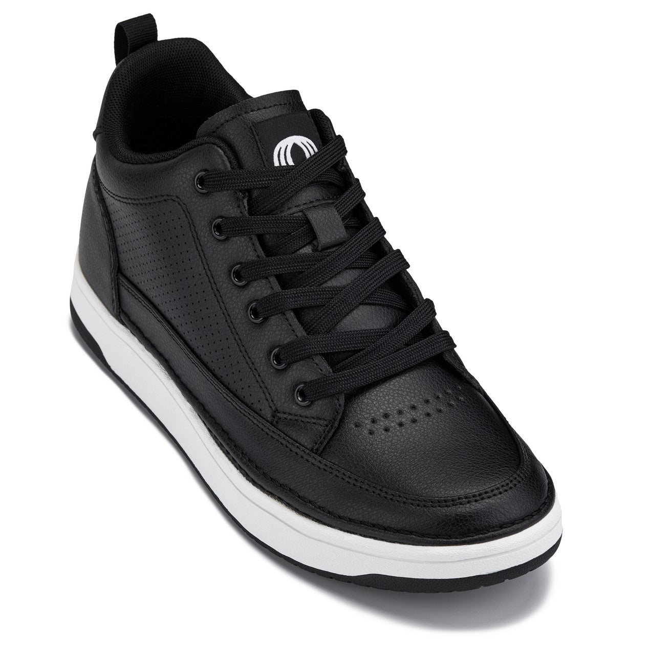 CALTO - Q271 - 2 Inches Taller (Black Noir) - Elevated Leatherette Micro-Perforated Sneakers
