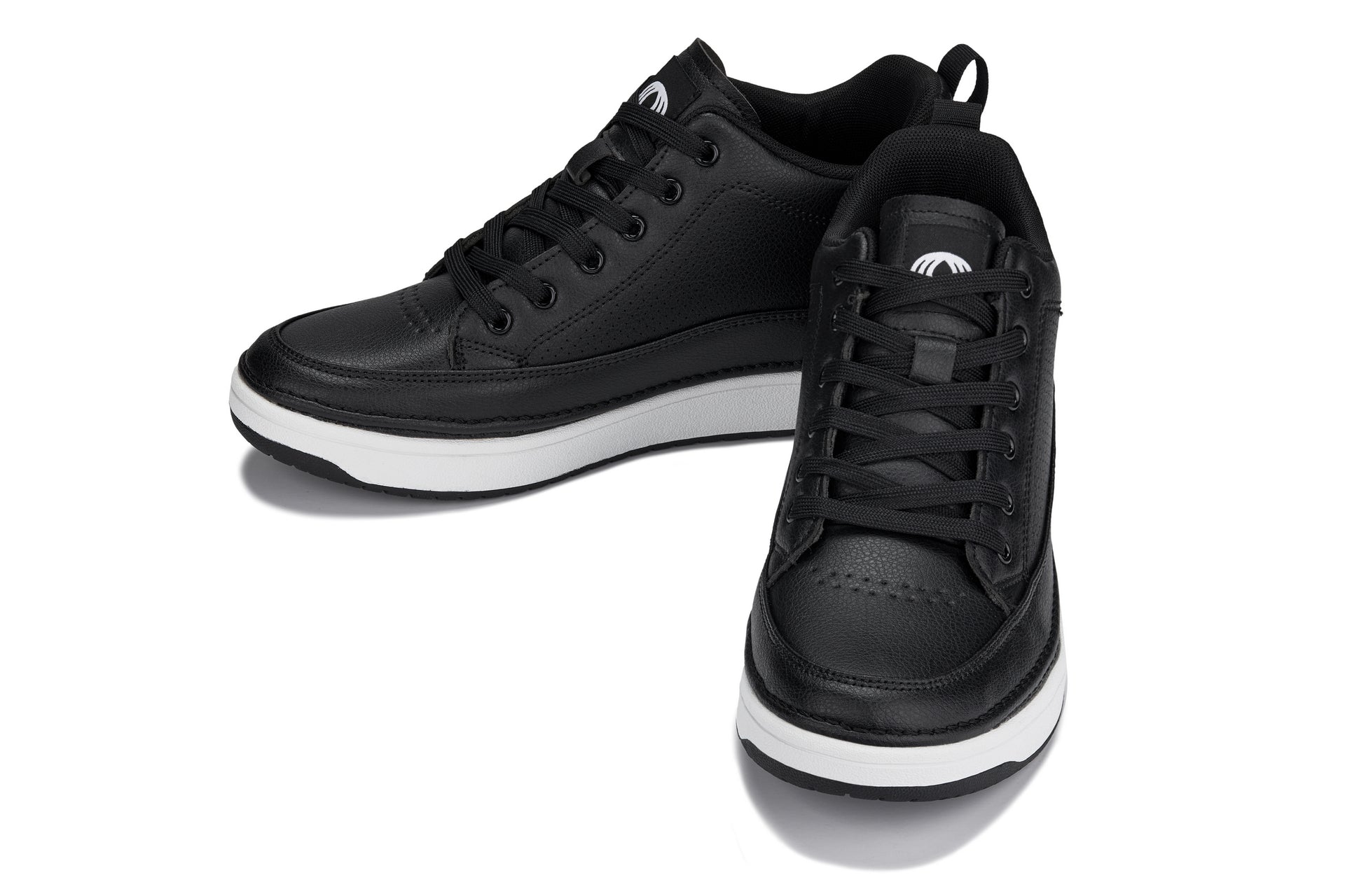 CALTO - Q271 - 2 Inches Taller (Black Noir) - Elevated Leatherette Micro-Perforated Sneakers