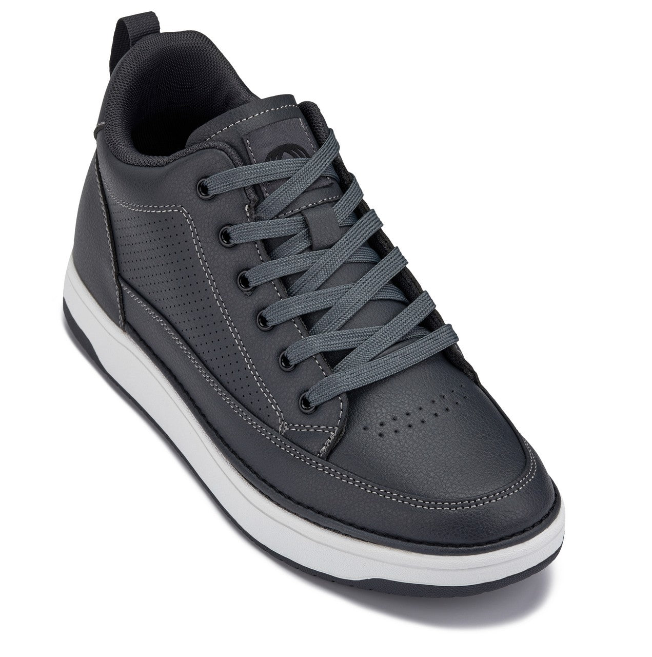 CALTO - Q273 - 2 Inches Taller (Cement Grey) -Elevated Leatherette Micro-Perforated Sneakers