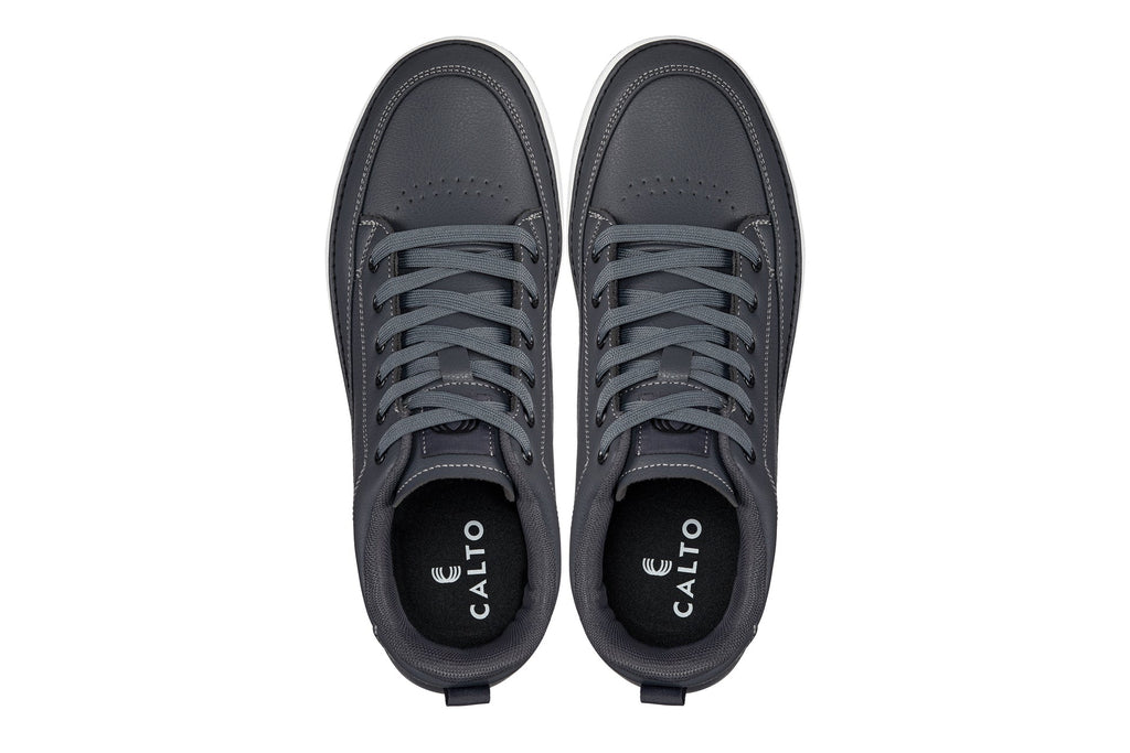 CALTO - Q273 - 2 Inches Taller (Cement Grey) -Elevated Leatherette Micro-Perforated Sneakers