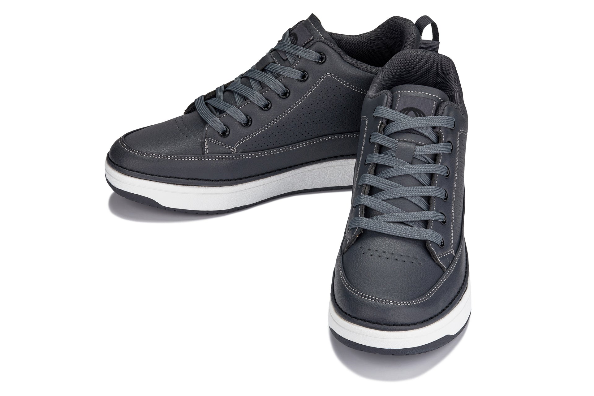 CALTO - Q273 - 2 Inches Taller (Cement Grey) -Elevated Leatherette Micro-Perforated Sneakers