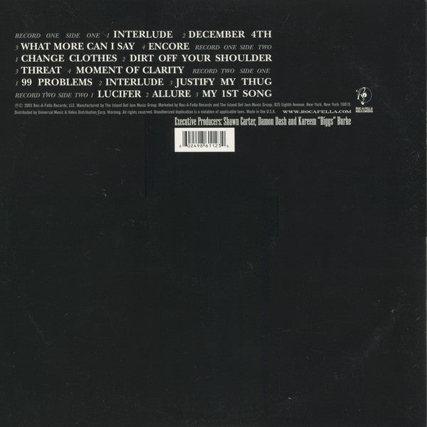 Jay-Z ‎– The Black Album 2x Vinyl LP Record